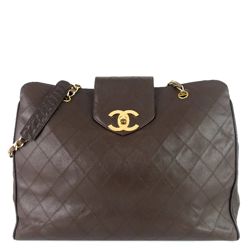 Chanel Chain Strap Handbag for Everyday UseVintage Supermodel Weekender Large Calfskin Leather Bag