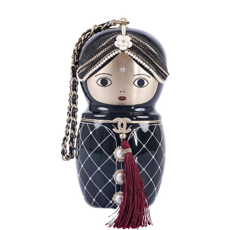 Chanel Quilted Leather Shoulder Bag for FashionistasCHANEL Paris-Bombay Black Lucite Métiers d’Art Matryoshka Runway Bag