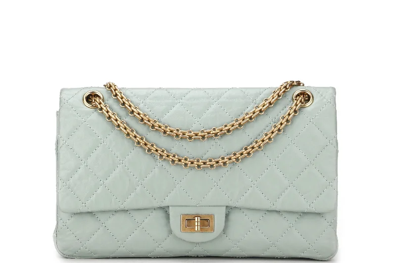 Chanel Quilted Leather Shoulder Bag for FashionistasCHANEL REISSUE 227 (2539xxxx) MINT GREEN CALFSKIN GOLD HARDWARE, WITH CARD, DUST COVER & BOX