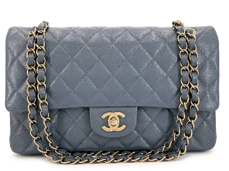 Chanel All - Match Handbag for Versatile StylingChanel Slate Gray Caviar Medium Classic Double Flap Bag GHW 3ZD