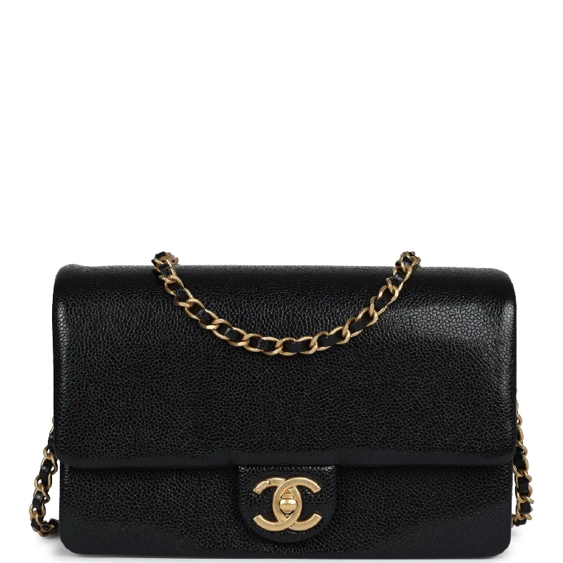 Chanel Luxury Handbag for High - End EventsChanel Small Flap Bag Black Shiny Caviar Brushed Gold Hardware