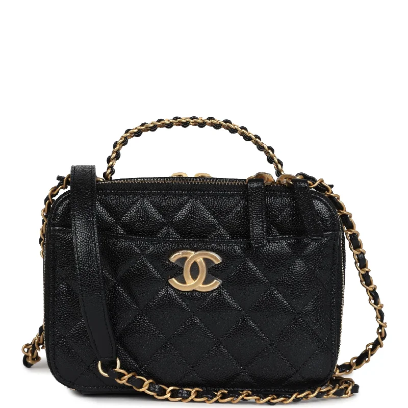 Chanel Small Crossbody Bag for TravelChanel Small Pick Me Up Top Handle Vanity Case Black Caviar Brushed Gold Hardware