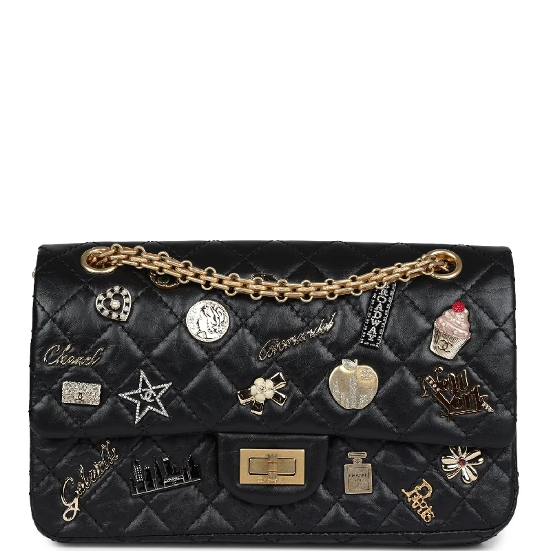 Chanel Lightweight Handbag for Daily ErrandsChanel Small Reissue 225 2.55 Double Flap Lucky Charms Black Aged Calfskin Antique Gold Hardware