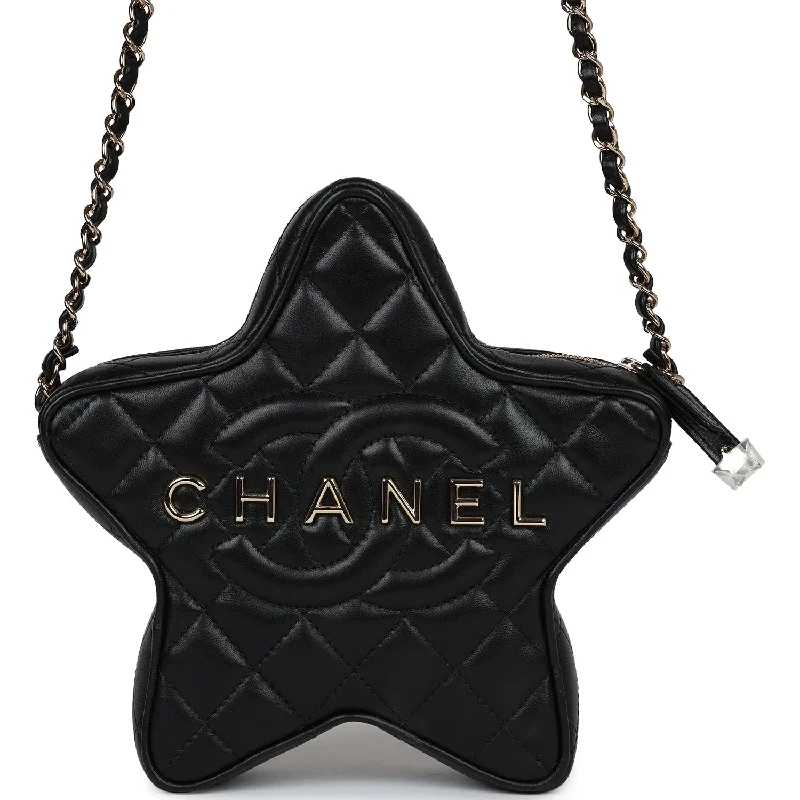 Chanel Vintage Inspired Handbag for Retro LoversChanel Star Bag Black Lambskin Light Gold Hardware