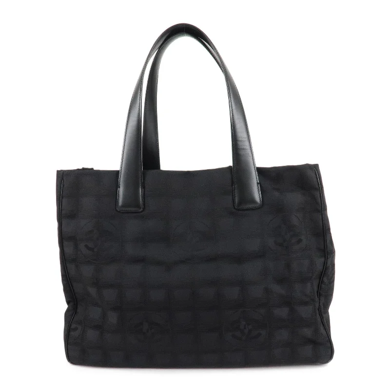 Chanel Lightweight Handbag for Daily ErrandsCHANEL Travel Line Nylon Jacquard Leather Tote Bag Black A15991