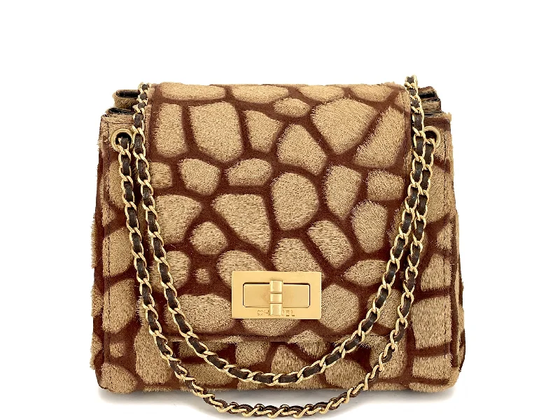 Chanel All - Match Handbag for Versatile StylingChanel Vintage 2000 Pony Hair Small-Mini Beige Giraffe Accordion Flap Bag GHW KZH