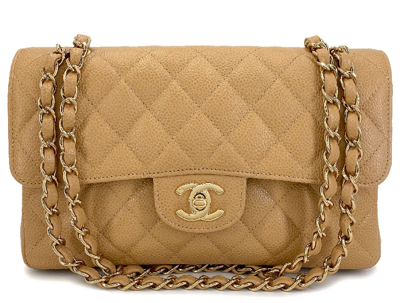 Chanel Quilted Leather Shoulder Bag for FashionistasChanel Vintage Beige Caviar Small Classic Flap, Double 24k GHW Bag 2004 GVI