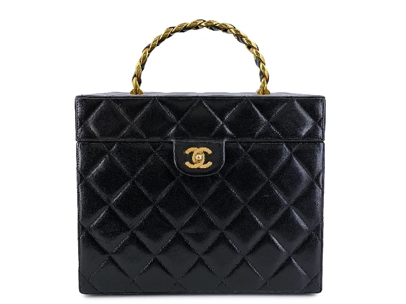 Chanel Quilted Leather Shoulder Bag for FashionistasChanel Vintage Box Vanity XL Quilted Bag Case 24k GHW 1994 PZ8