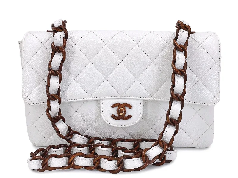 Chanel Colorful Handbag for Spring OutfitsChanel Vintage White Caviar Medium Classic Flap Bag "Wooden" HW 1999 SZZ