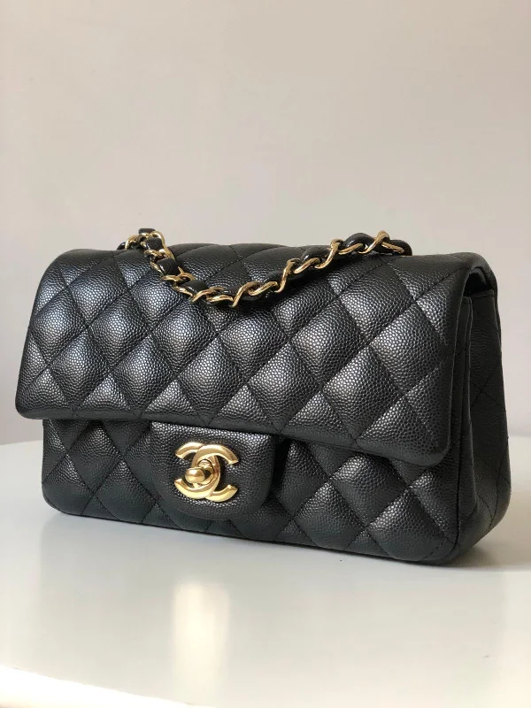 Chanel New Arrival Handbag with Gold HardwareChanel 17B Caviar Black Quilted Classic Flap Mini GHW