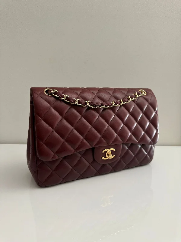 Chanel Colorful Handbag for Spring OutfitsCHANEL Jumbo Classic Double Flap Burgundy Lambskin GHW