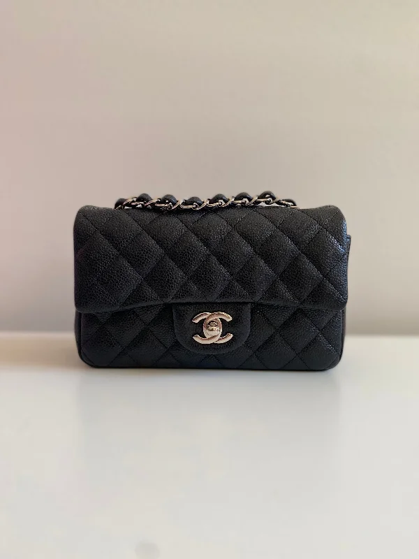 Chanel Luxury Handbag for High - End EventsCHANEL Chanel Caviar Black Quilted Classic Flap Mini SHW