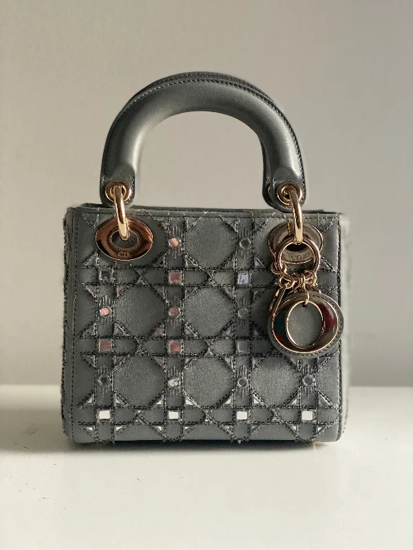 Chanel New Arrival Handbag with Gold HardwareCHRISTIAN DIOR MINI LADY DIOR LIMITED EDITION LAMBSKIN GREY LGHW