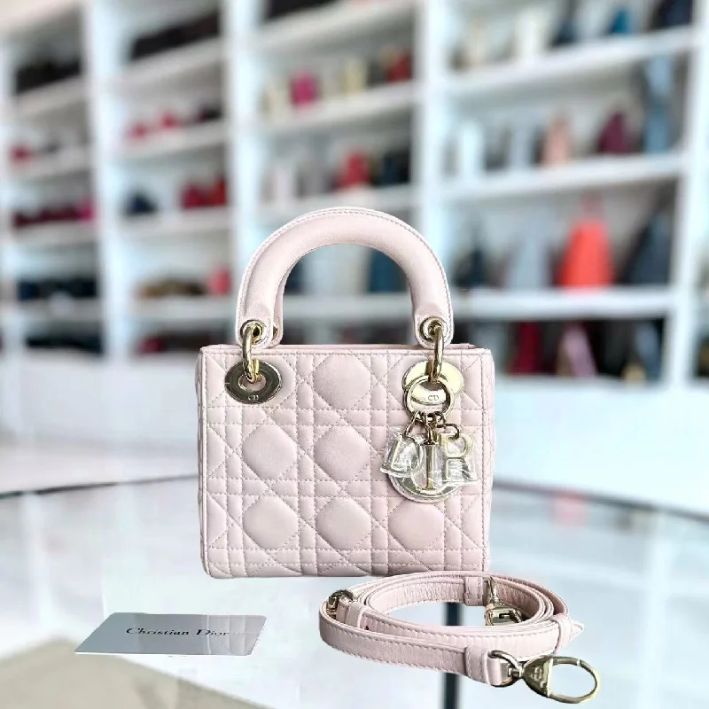 Fashion - forward Christian Dior tote bags for the modern woman*Adjustable Strap* Lady Mini Cannage Lambskin Sakura Pink GHW