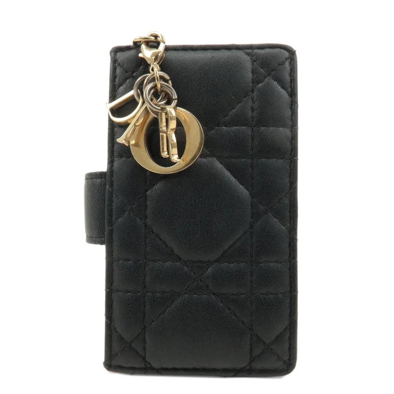 Christian Dior handbags with a back - pocket for quick storageChristian Dior Cannage Lady Dior Leather Card Case Black