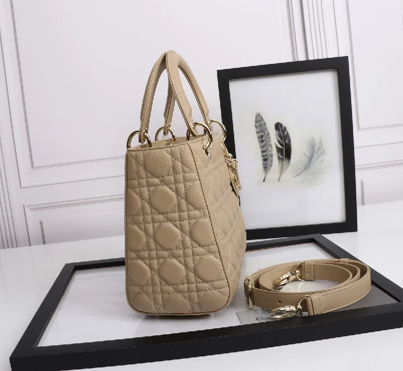 Christian Dior handbags with a snap - button closure and a decorative buckleChristian Dior Medium Lady Dior  Bag