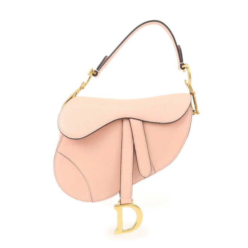 Christian Dior bags with a side - pocket for holding a water bottleChristian Dior Saddle Bag Leather Mini Shoulder Bag Pink