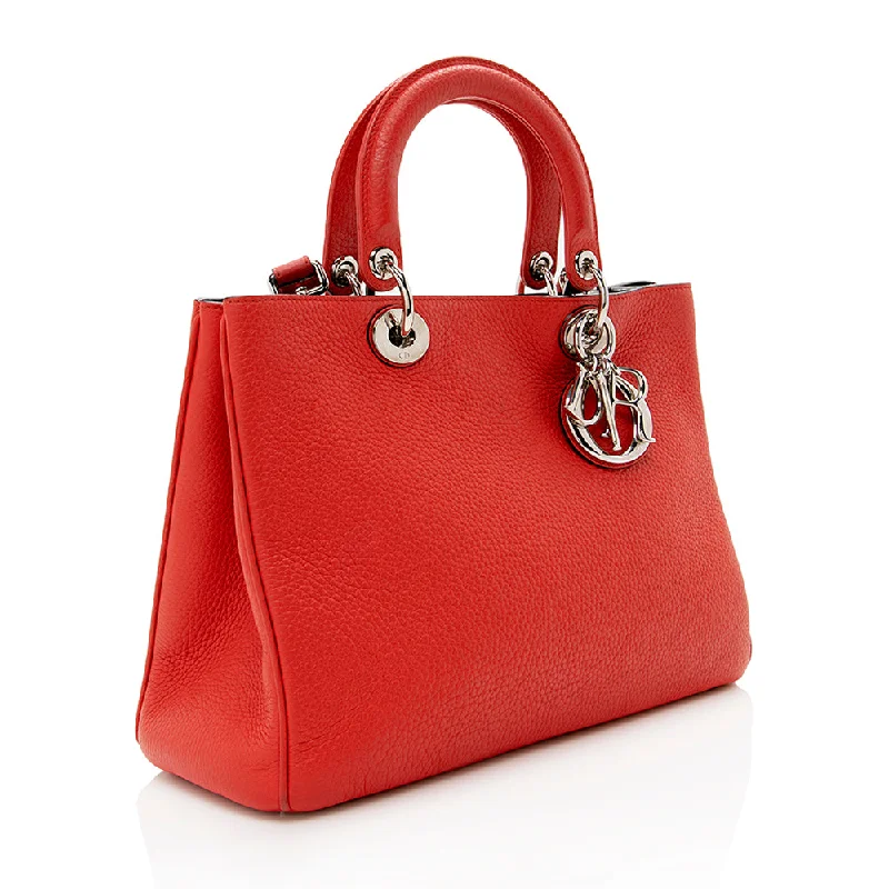 Christian Dior bags with a detachable coin purse insideDior Bullcalf Leather Diorissimo Medium Tote (16268)