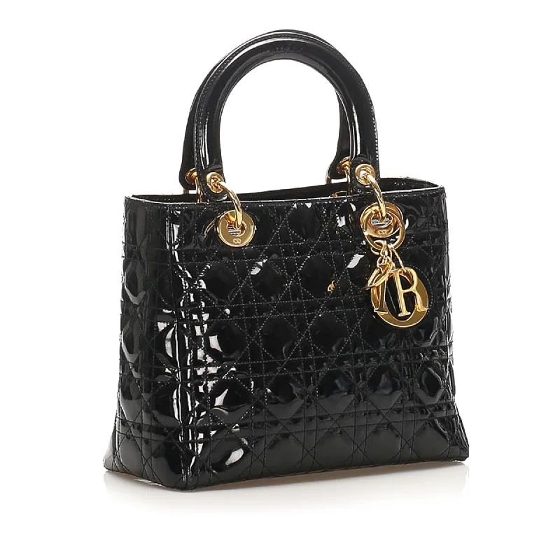 Luxury Christian Dior crossbody bags with a chain - link strapDior Cannage Lady Dior Patent Leather (15252)