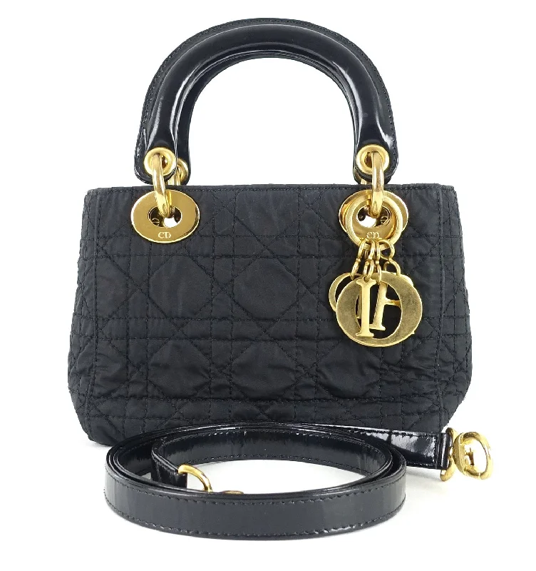 Christian Dior bags with a quilted pattern and gold - toned hardwareLady Dior Cannage Quilt Nylon Medium Bag