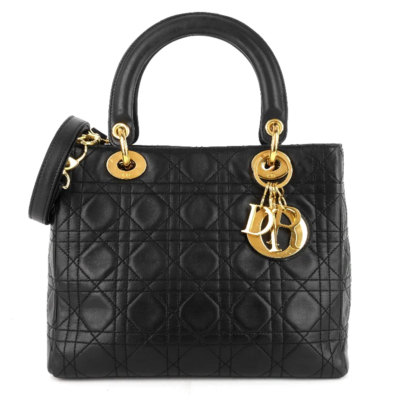 Contemporary Christian Dior handbags with a unique shapeLady Dior Medium Lambskin Leather Bag