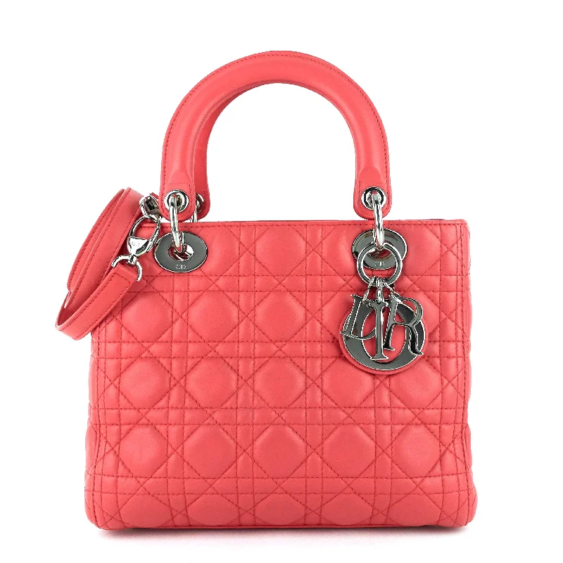 Christian Dior handbags with a back - pocket for quick storageLady Dior Medium Lambskin Handbag