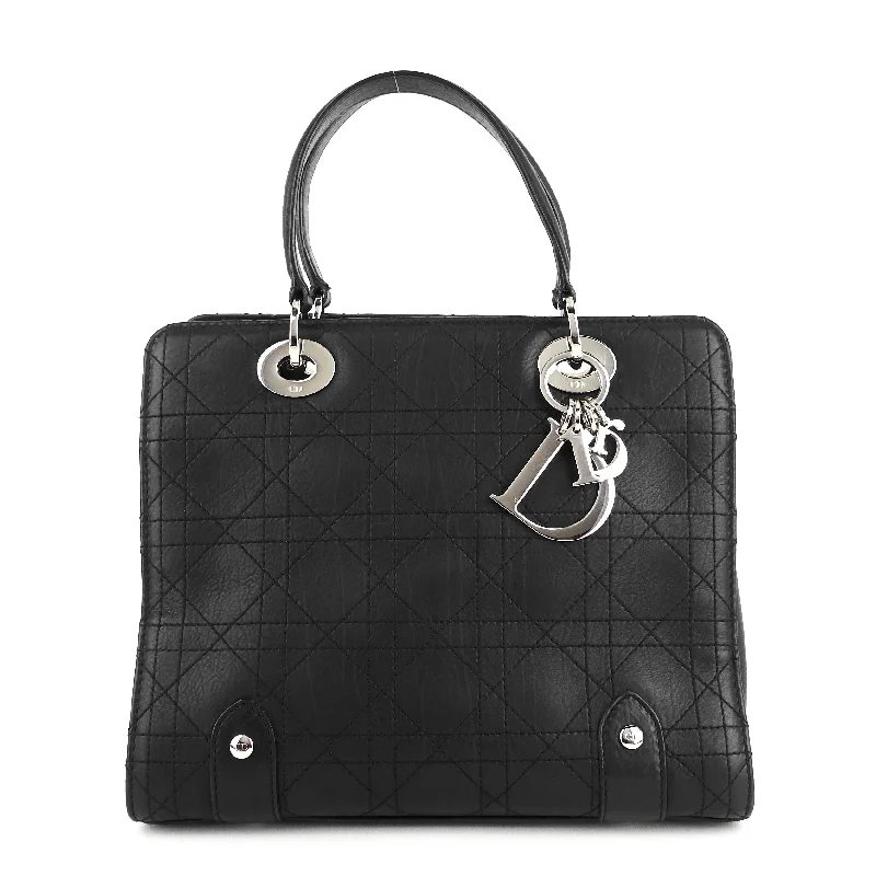 Christian Dior tote bags with a printed Dior logo on the frontLady Dior Small Cannage Lambskin Soft Bag