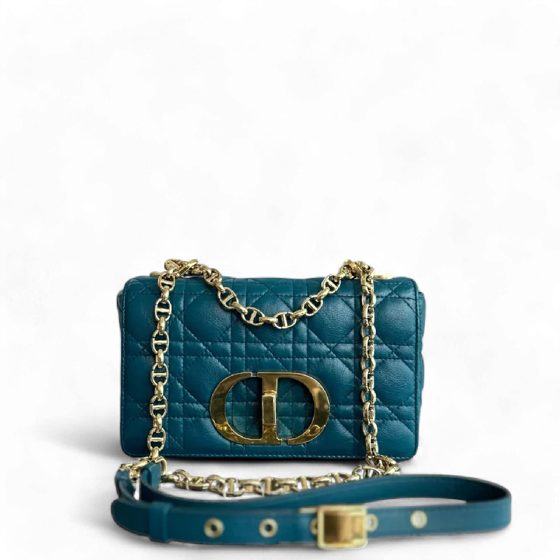 Christian Dior bags with a detachable coin purse insideDior Caro Small - Cannage Flap Bag Blue Calfskin GHW